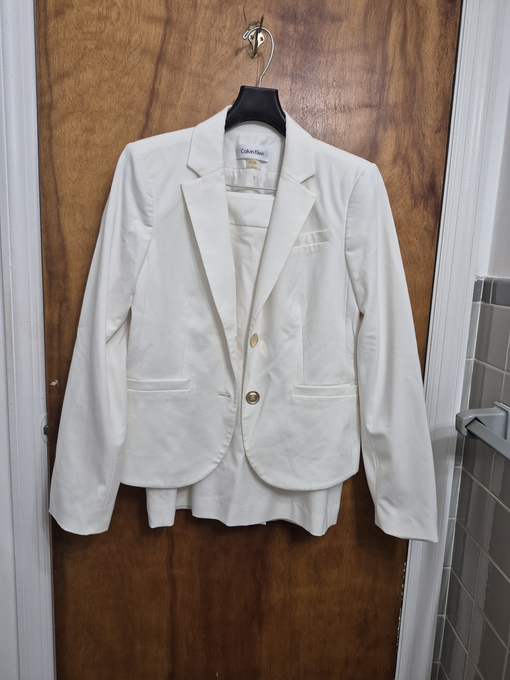 Calvin Klein Cream Two-Button Tailored Blazer